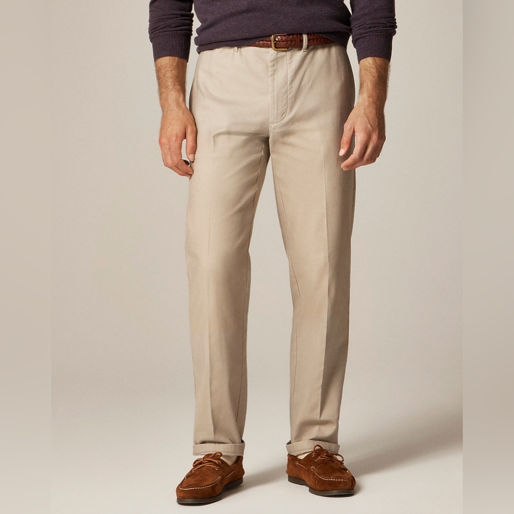 J Crew Straight-fit creased stretch cotton-blend twill trouser CL538